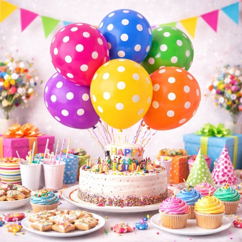 BALONY LATEKSOWE KOLOROWE W KROPKI 30cm 6szt. BALONY KOLOROWE
