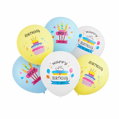 BALONY LATEKSOWE URODZINOWE 30cm 6szt. BALONY NA URODZINY