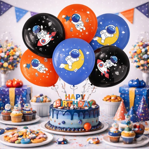 BALONY LATEKSOWE KOSMICZNE 30cm 6szt. BALONY KOSMOS ASTRONAUTA