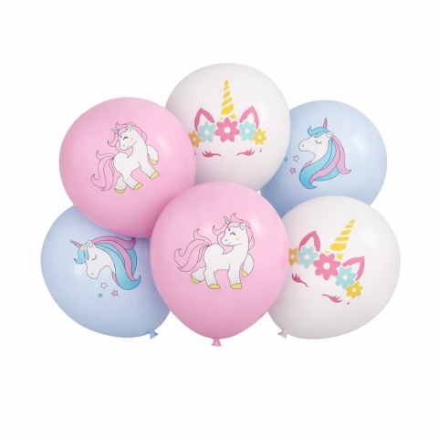 BALONY LATEKSOWE JEDNOROŻCE 30cm 6szt. BALONY Z JEDNOROŻCAMI