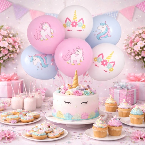 BALONY LATEKSOWE JEDNOROŻCE 30cm 6szt. BALONY Z JEDNOROŻCAMI