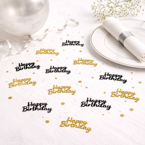 KONFETTI FOLIOWE HAPPY BIRTHDAY 15g KONFETTI NA STÓŁ DO BALONÓW