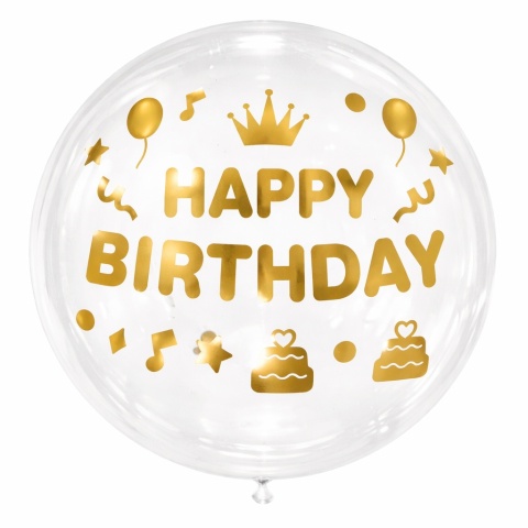 NAKLEJKI NA BALON BOBO ZŁOTE HAPPY BIRTHDAY NAKLEJKA NA BALON