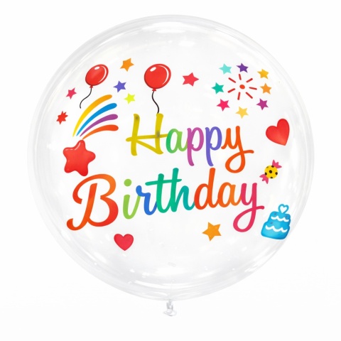 NAKLEJKI NA BALON BOBO KOLOROWE HAPPY BIRTHDAY NAKLEJKA NA BALON
