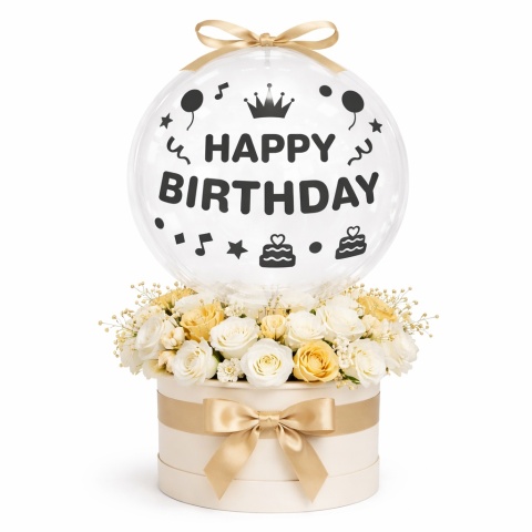 NAKLEJKI NA BALON BOBO CZARNE HAPPY BIRTHDAY NAKLEJKA NA BALON
