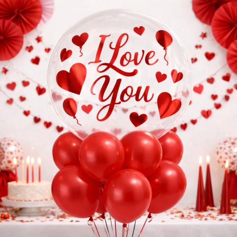 NAKLEJKI NA BALON BOBO I LOVE YOU NAKLEJKA NA BALON