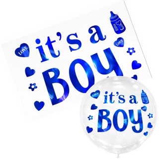 NAKLEJKI NA BALON BOBO IT'S A BOY NAKLEJKA NA BALON BABY SHOWER