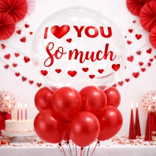 NAKLEJKI NA BALON BOBO I LOVE YOU SO MUCH NAKLEJKA NA BALON