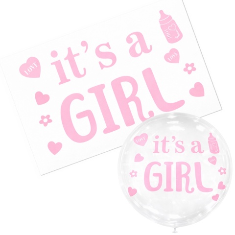NAKLEJKI NA BALON BOBO IT'S A GIRL NAKLEJKA NA BALON BABY SHOWER