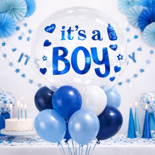 NAKLEJKI NA BALON BOBO IT'S A BOY NAKLEJKA NA BALON BABY SHOWER