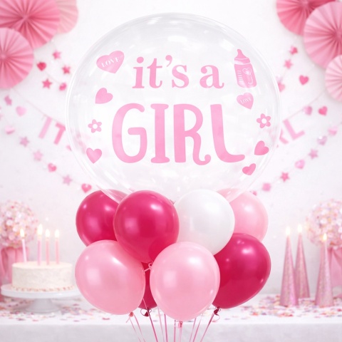 NAKLEJKI NA BALON BOBO IT'S A GIRL NAKLEJKA NA BALON BABY SHOWER