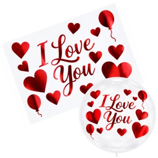 NAKLEJKI NA BALON BOBO I LOVE YOU NAKLEJKA NA BALON