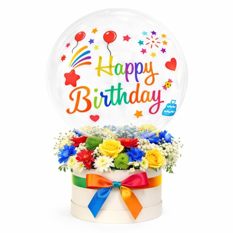 NAKLEJKI NA BALON BOBO KOLOROWE HAPPY BIRTHDAY NAKLEJKA NA BALON