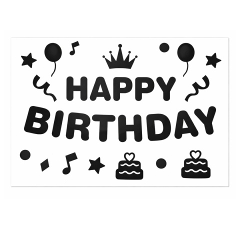 NAKLEJKI NA BALON BOBO CZARNE HAPPY BIRTHDAY NAKLEJKA NA BALON