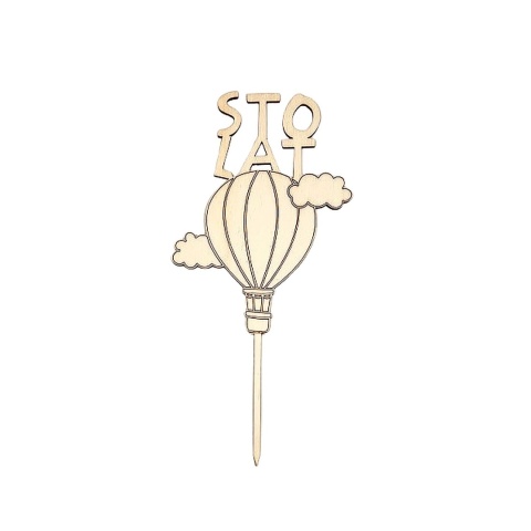 TOPPER STO LAT BALON W CHMURACH DREWNIANY TOPPER NA TORT