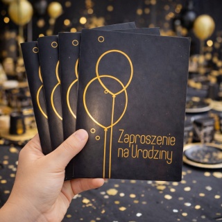 ZAPROSZENIA NA URODZINY BALONY 5szt. ELEGANCKIE ZAPROSZENIA