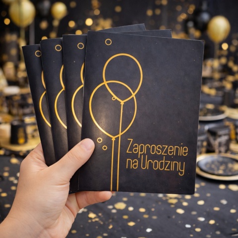 ZAPROSZENIA NA URODZINY BALONY 5szt. ELEGANCKIE ZAPROSZENIA