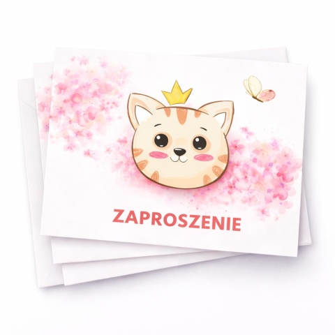 ZAPROSZENIA NA URODZINY KOTEK 5szt. ZAPROSZENIA Z KOTKIEM