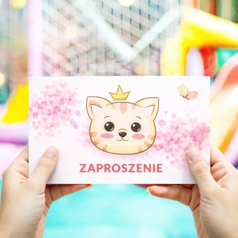 ZAPROSZENIA NA URODZINY KOTEK 5szt. ZAPROSZENIA Z KOTKIEM