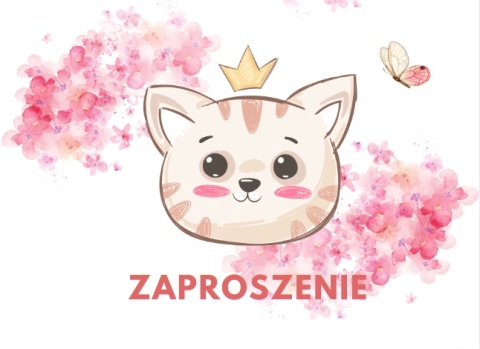 ZAPROSZENIA NA URODZINY KOTEK 5szt. ZAPROSZENIA Z KOTKIEM