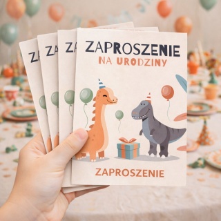 ZAPROSZENIA NA URODZINY DINOZAURY 5szt. ZAPROSZENIA DLA DZIECI