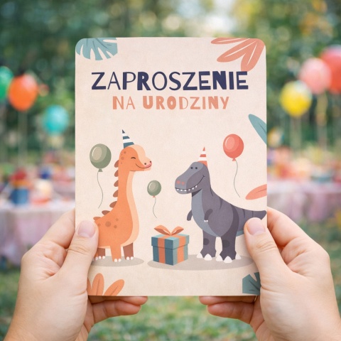 ZAPROSZENIA NA URODZINY DINOZAURY 5szt. ZAPROSZENIA DLA DZIECI