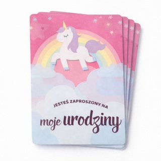 ZAPROSZENIA NA URODZINY JEDNOROŻEC 5szt. ZAPROSZENIA DLA DZIECI