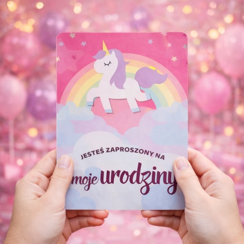ZAPROSZENIA NA URODZINY JEDNOROŻEC 5szt. ZAPROSZENIA DLA DZIECI