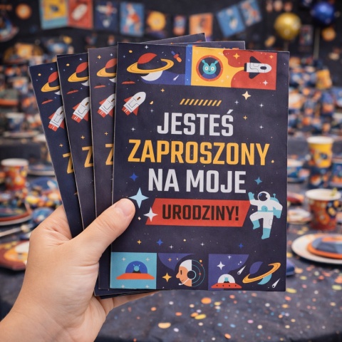 ZAPROSZENIA NA URODZINY KOSMICZNE 5szt. ZAPROSZENIA DLA DZIECI