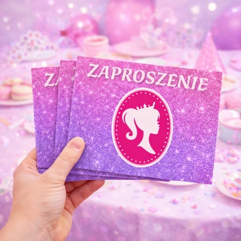 ZAPROSZENIA NA URODZINY PRINCESS 5szt. ZAPROSZENIA Z KSIĘŻNICZKĄ