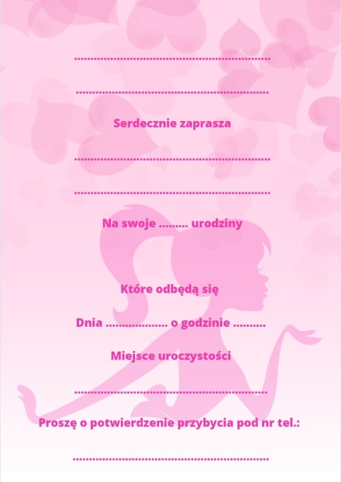 ZAPROSZENIA NA URODZINY PRINCESS 5szt. ZAPROSZENIA Z KSIĘŻNICZKĄ