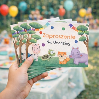 ZAPROSZENIA NA URODZINY LEŚNE ZWIERZĘTA 5szt. ZAPROSZENIA DLA DZIECI