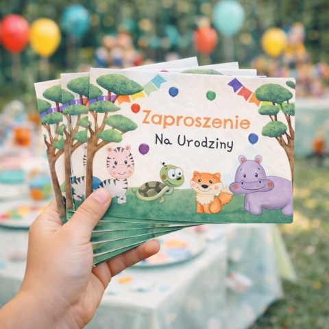 ZAPROSZENIA NA URODZINY LEŚNE ZWIERZĘTA 5szt. ZAPROSZENIA DLA DZIECI