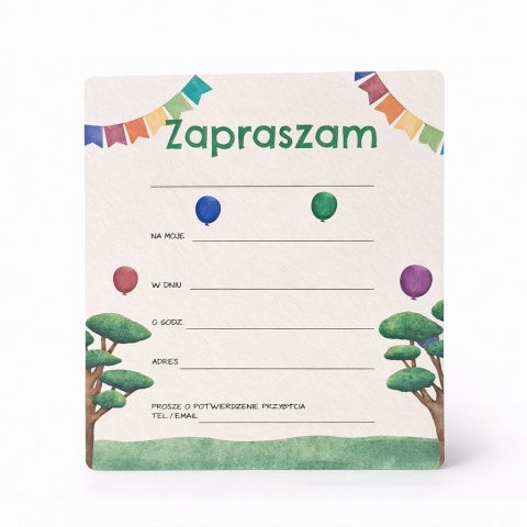 ZAPROSZENIA NA URODZINY LEŚNE ZWIERZĘTA 5szt. ZAPROSZENIA DLA DZIECI