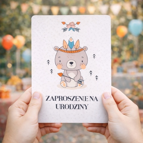 ZAPROSZENIA NA URODZINY MIŚ 5szt. ZAPROSZENIA DLA DZIECI