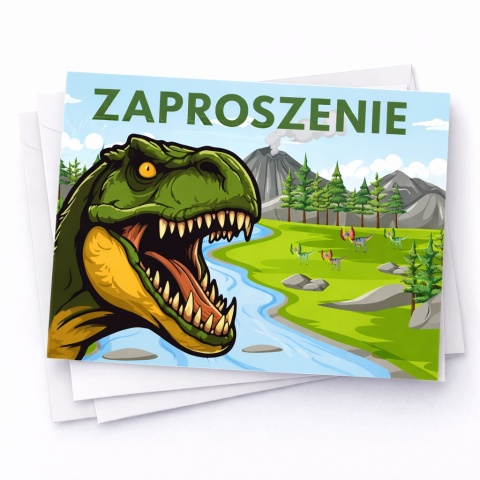 ZAPROSZENIA NA URODZINY DINOZAUR 5szt. ZAPROSZENIA Z DINOZAUREM