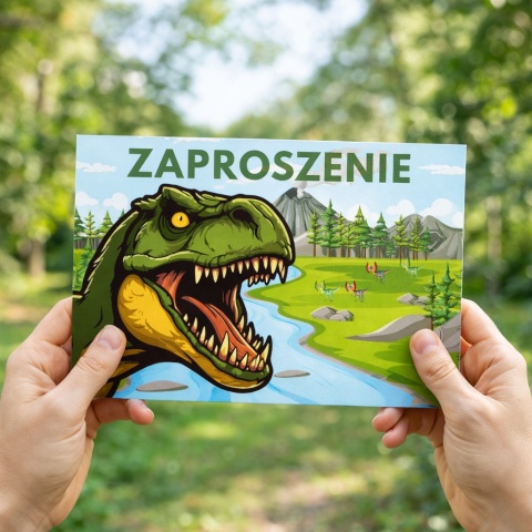 ZAPROSZENIA NA URODZINY DINOZAUR 5szt. ZAPROSZENIA Z DINOZAUREM