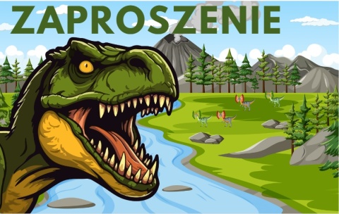 ZAPROSZENIA NA URODZINY DINOZAUR 5szt. ZAPROSZENIA Z DINOZAUREM