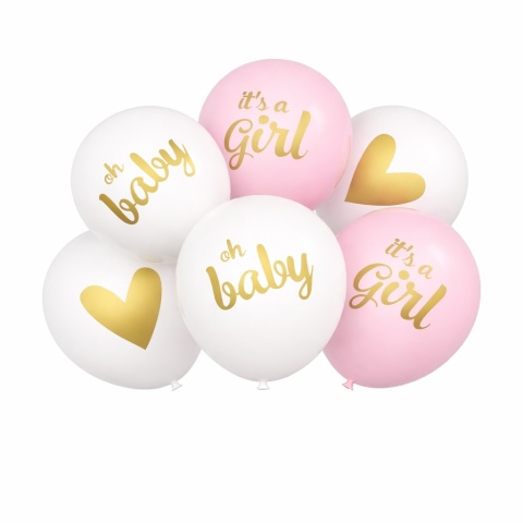 BALONY LATEKSOWE IT'S A GIRL 30cm 6szt. BALONY NA BABY SHOWER