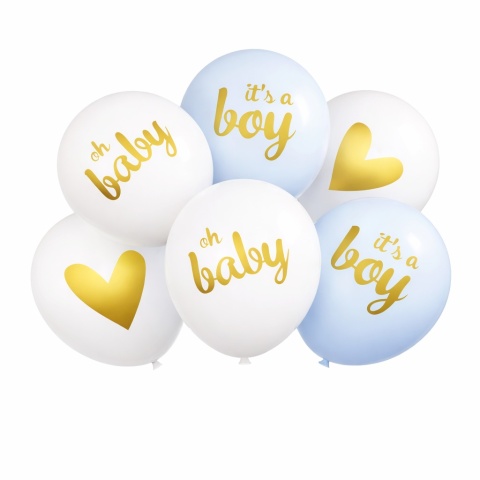 BALONY LATEKSOWE IT'S A BOY 30cm 6szt. BALONY NA BABY SHOWER