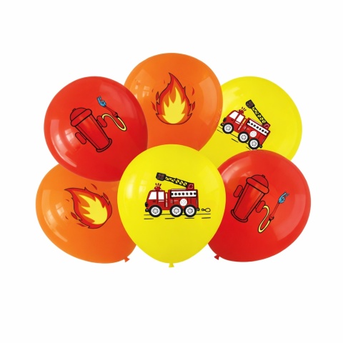 BALONY LATEKSOWE STRAŻ POŻARNA 30cm 6szt. BALONY STRAŻAK OGIEŃ