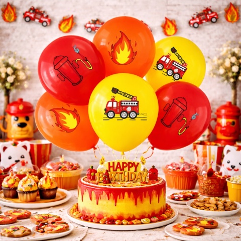 BALONY LATEKSOWE STRAŻ POŻARNA 30cm 6szt. BALONY STRAŻAK OGIEŃ