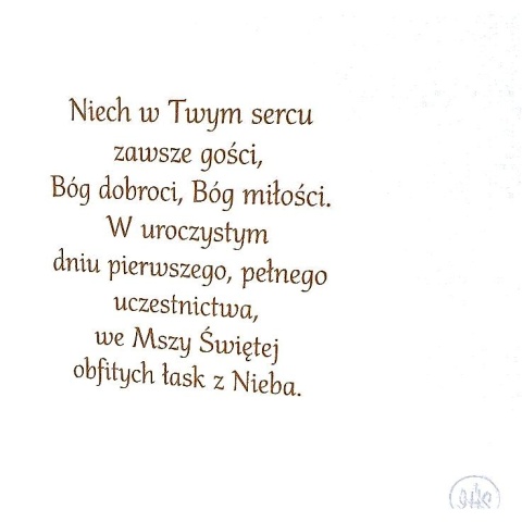 14 KARTKA KOMUNIJNA Z ŻYCZENIAMI ZDOBIONA