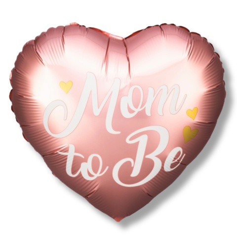 BALON FOLIOWY RÓŻOWE SERCE MOM TO BE 35cm BABY SHOWER