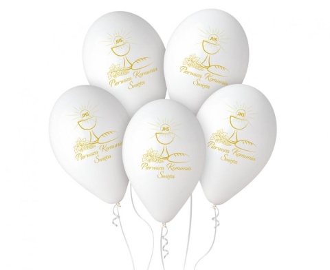 BALONY LATEKSOWE KOMUNIJNE KIELICH 33cm 5szt. BALONY NA KOMUNIĘ
