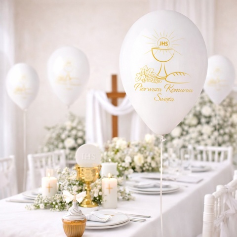 BALONY LATEKSOWE KOMUNIJNE KIELICH 33cm 5szt. BALONY NA KOMUNIĘ
