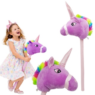 HOBBY HORSE FIOLETOWY JEDNOROŻEC NA KIJU DO GALOPOWANIA