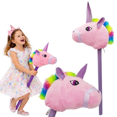 HOBBY HORSE RÓŻOWY JEDNOROŻEC NA KIJU DO GALOPOWANIA