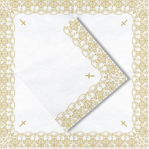 SERWETKI ZE ZŁOTYM ORNAMENTEM 20szt. 33x33cm SERWETKI NA KOMUNIĘ CHRZEST