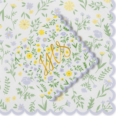 SERWETKI IHS Z KWIECISTYM MOTYWEM 20szt. 33x33cm SERWETKI NA KOMUNIĘ CHRZEST